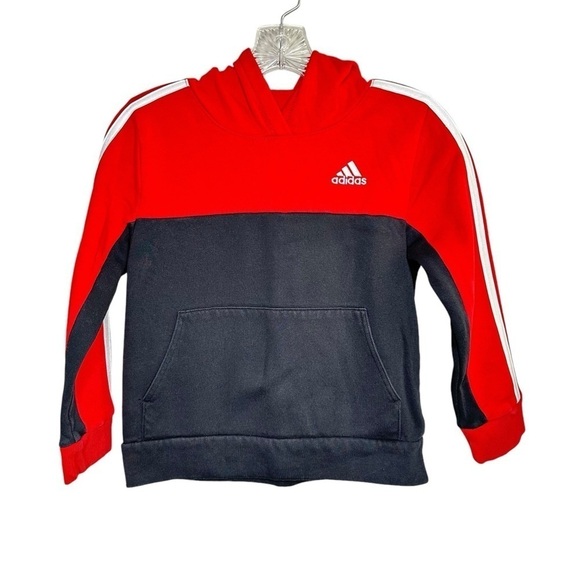 Adidas Hoodie Red Black Long Sleeved Sweatshirt Pullover Youth Size Small (8) - Picture 1 of 6